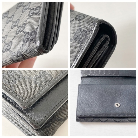 Gucci black monogram canvas and leather double snap long wallet - Picture 5 of 10